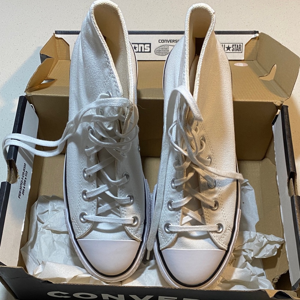 Converse All Star White Canvas High-Tops platforms